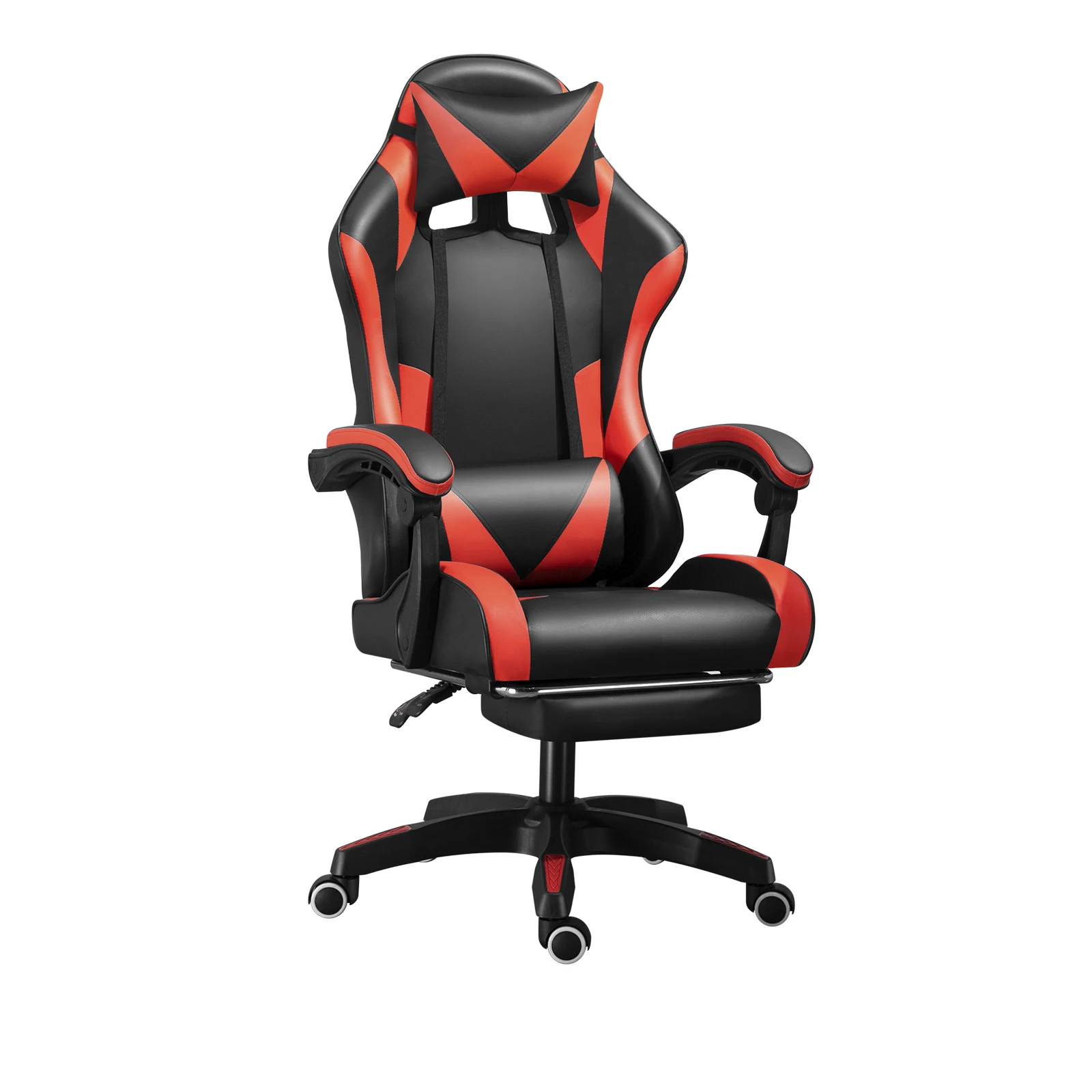 PU Gaming Chair 360° Swivel Recliner W/Adjustable Backrest and Seat Height High Back Office Chair E-Sports Chair with Footrest