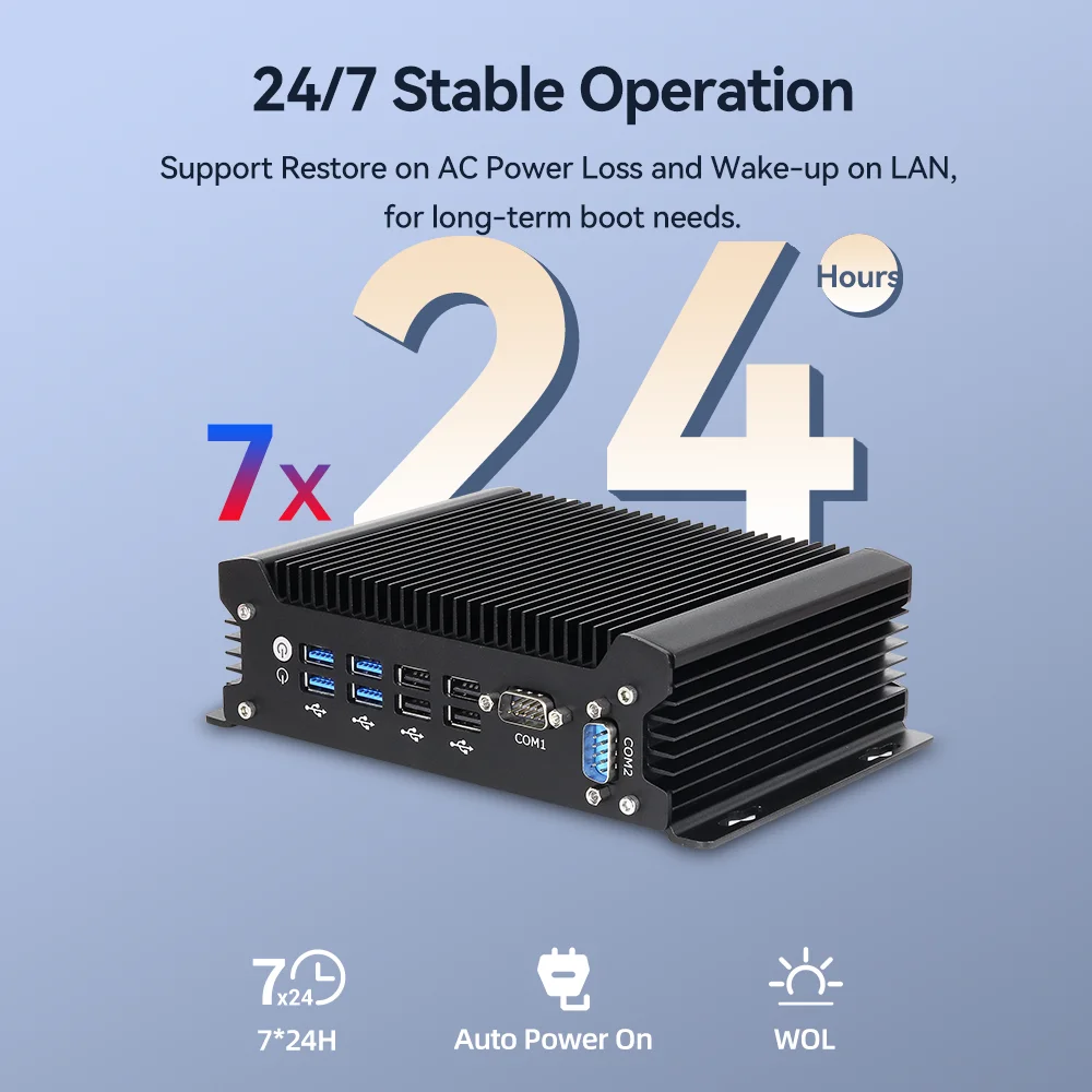 12th Gen Intel Core i5-1235U Fanless Industrial Mini PC 2x Gigabit LAN 2x COM RS232 8x USB Support WiFi 4G SIM LTE Windows Linux 4