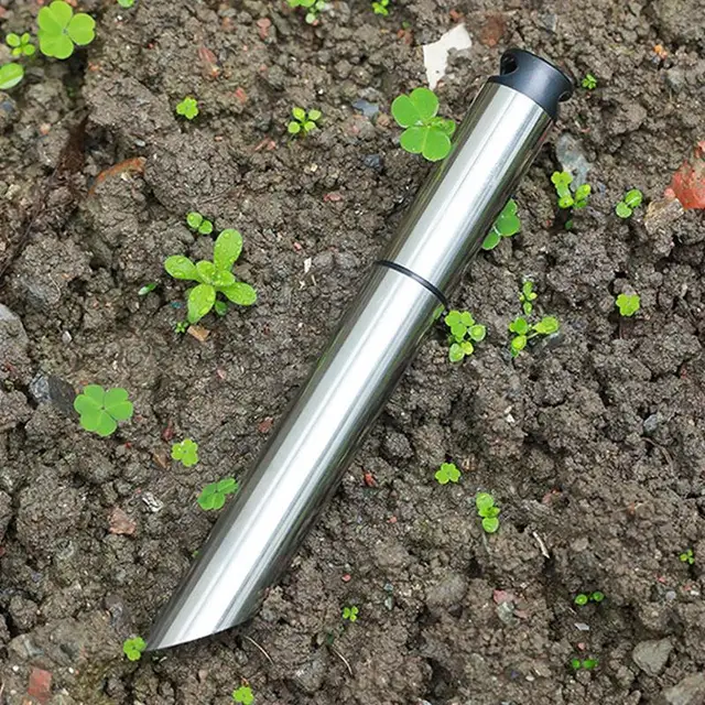 Kézi Disznó Szerszám Rozsdamentes Acél Izzó Transzplanter Dibber Garden A Vetés Átültetéséhez Egyedi Ferde