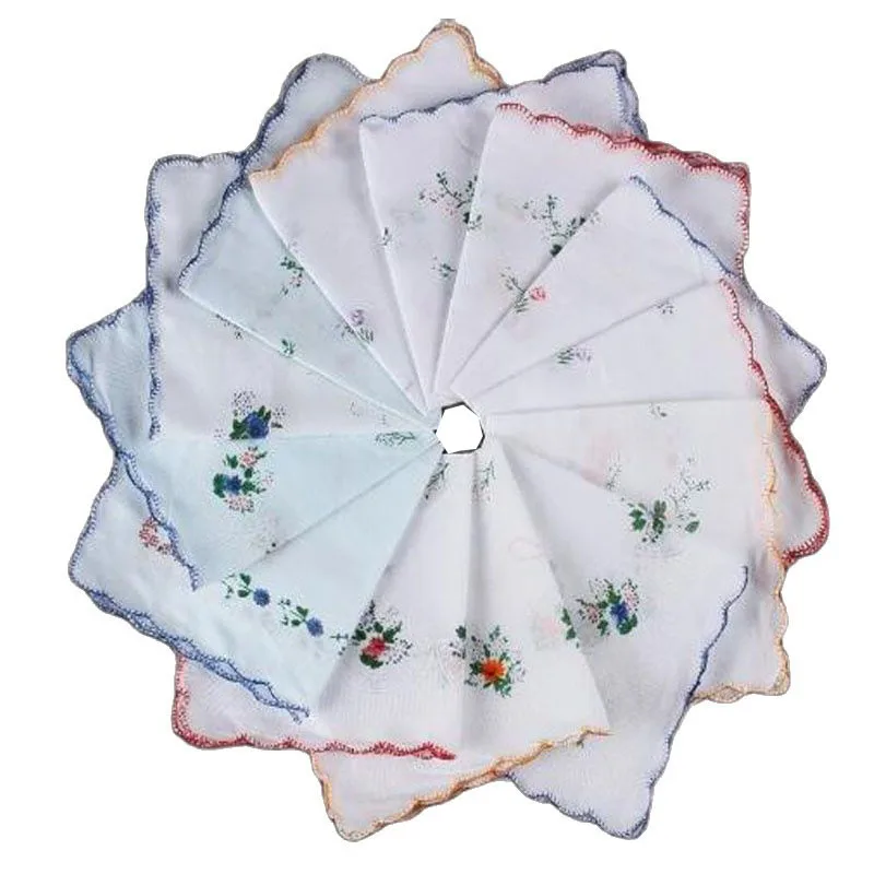 Lace Cotton Printed Handkerchiefs Baby Children Face Hand Kids Kitchen Towels 10pcs,hand towels,face towels,pocket towels