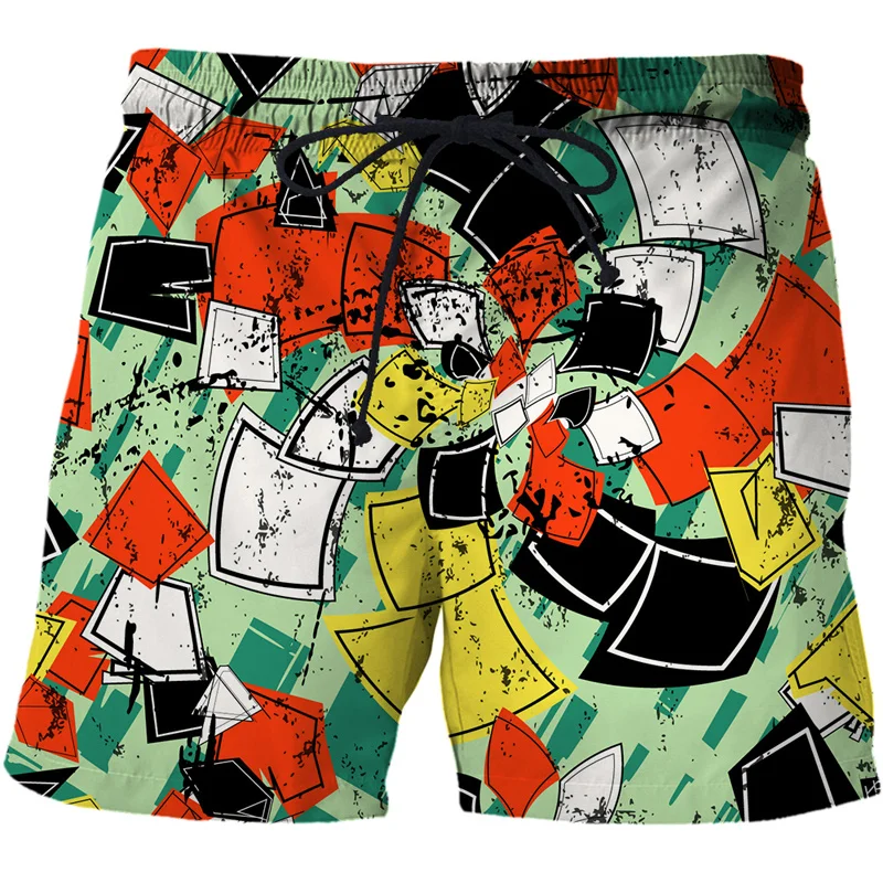 

Trendy Geometric Scrawl Short Pants Men Women Kid 3D Printed Swim Trunks Beach Shorts Skateboard Sport Casual Loose Shorts