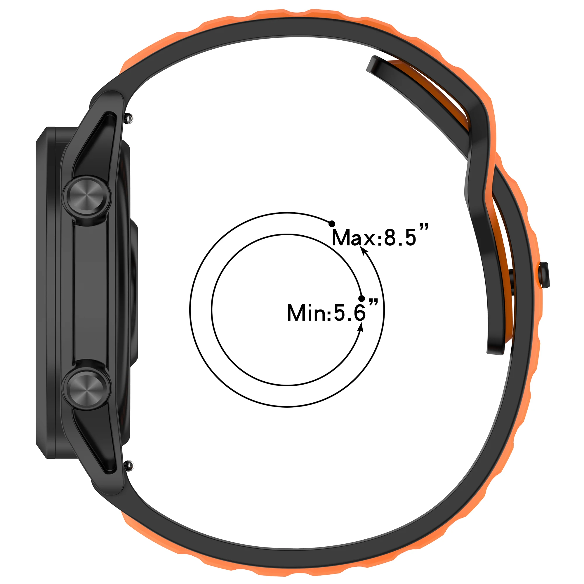 Silicone Sport Wristband Strap, 20/22mm – Enhanced Comfort and Durability