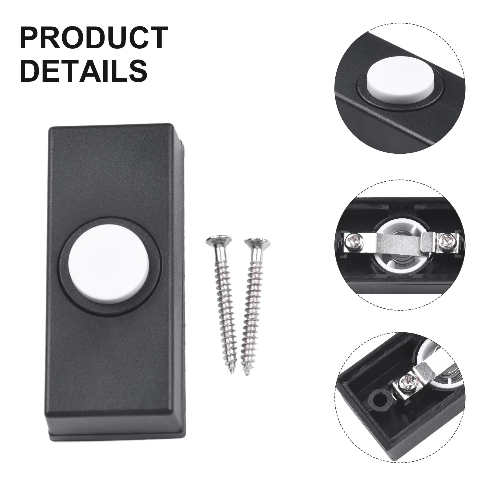 Doorbell Push Button ABS Wired Connection Convenient Plastic Hard Wiring Black Door Bell Chime Bell Push Press Button Accessory