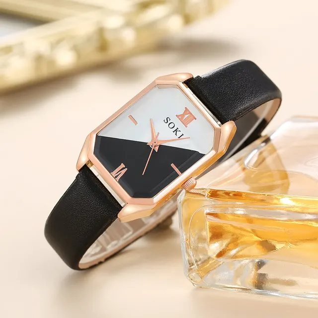 세련되고 기능적인 여성용 스퀘어 쿼츠 시계 세트