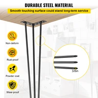 SucceBuy Hairpin Table Legs Black Set of 4 Desk Legs 3 Rods for Bench Desk Dining Chairs Carbon Steel DIY Heavy Duty Furniture 4