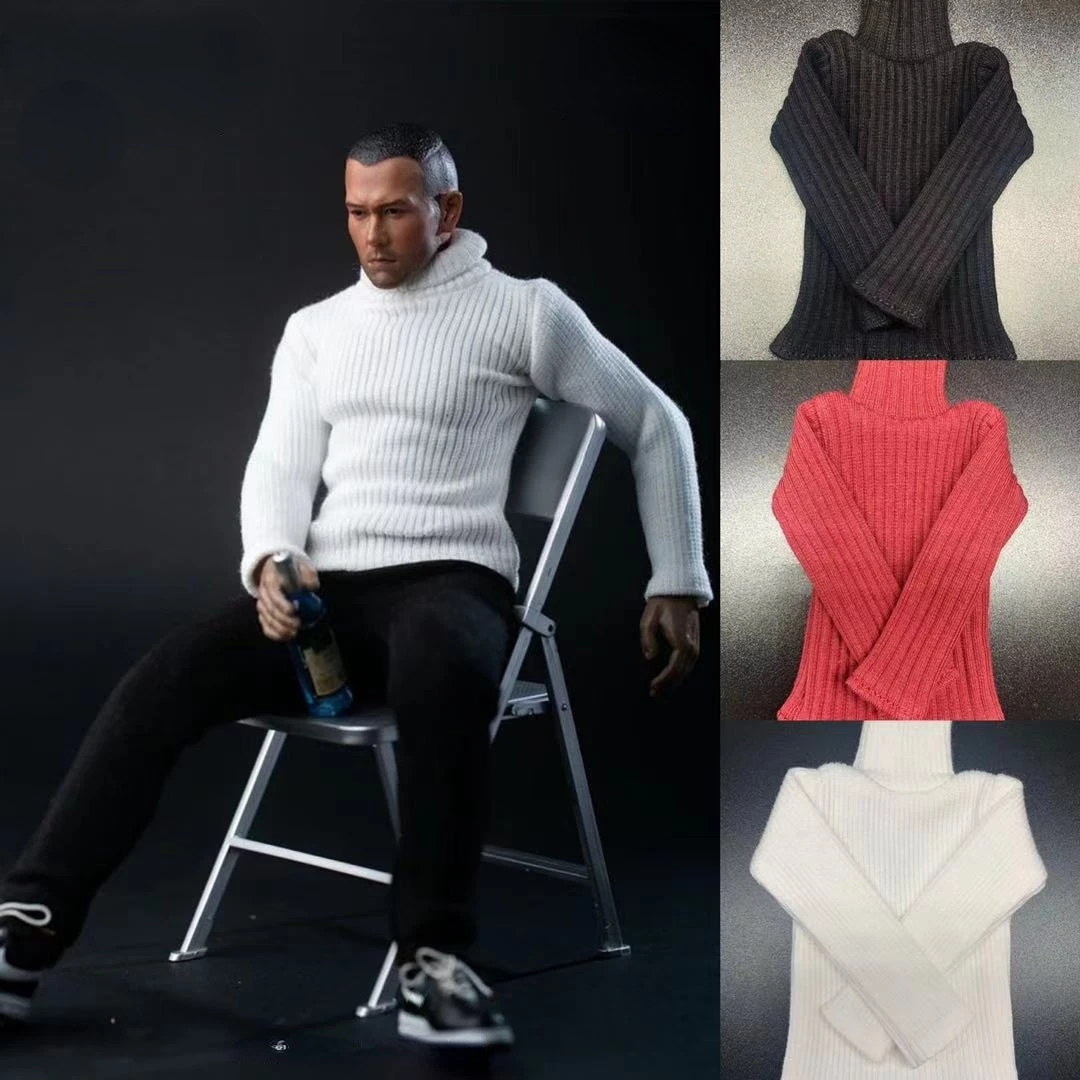 

CJG-M010 1/6 Scale male clothes turtleneck sweater black red white fit 12 inches action figure body model