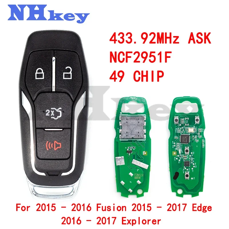 Nhkey Ncf2951F / Hitag Pro / 49 Chip Ask 433.92Mhz Keyless-Go Smart Key 2015 - 2016 Fusion Edge Explorer