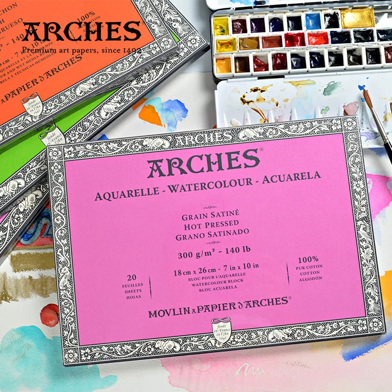 Arches Watercolor Paper Samples Bright White and Natural White Hot Press / Cold  Press / Rough 100% Cotton Professional Grade 