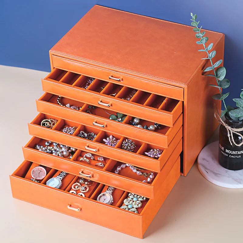 Big Size Jewelry Box Drawer Ring Necklace Earrings Jewelry Box Organizer Portable Bracelet Display Stand Women Trinkets Storage