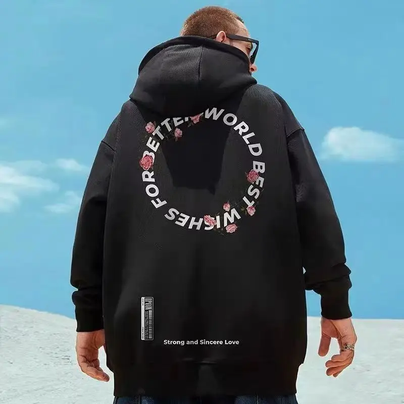 thumbnail image 1 of Sudadera con capucha de cara sonriente de Graffiti para hombre, suéter informal Retro de lana, sudaderas con capucha de Hip Hop de gran tamaño, ropa de otoño, 8XL, 1 of 3