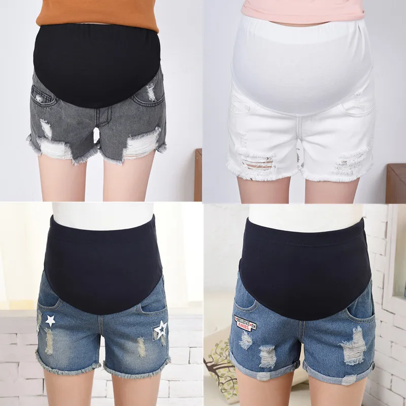 Hot Maternity Shorts High Waisted Elastic Pregnancy Denim Pants Summer Short Jeans for Pregnant Women Fashion Spring Clothes