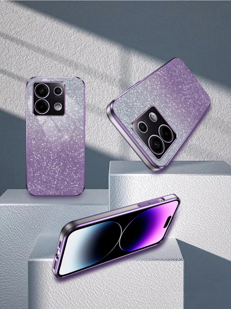 Luxury Shiny Glitter Plating Silicone Case with Camera Lens Protection