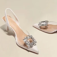 Spring and Autumn Fashion New Sexy Banquet Comfortable Crystal Transparent Solid Color Pointed Toe Women's High Heels - Image 5