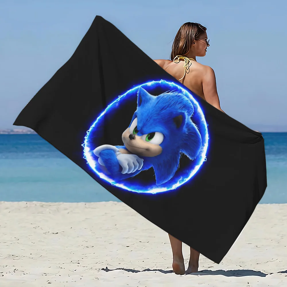 thumbnail image 1 of Toalla de playa de microfibra con dibujos animados de S-Sonics T-The Hedgehog, de secado rápido, suave, resistente a la arena, para piscina, para viajes, duchas y acampadas, 1 of 5