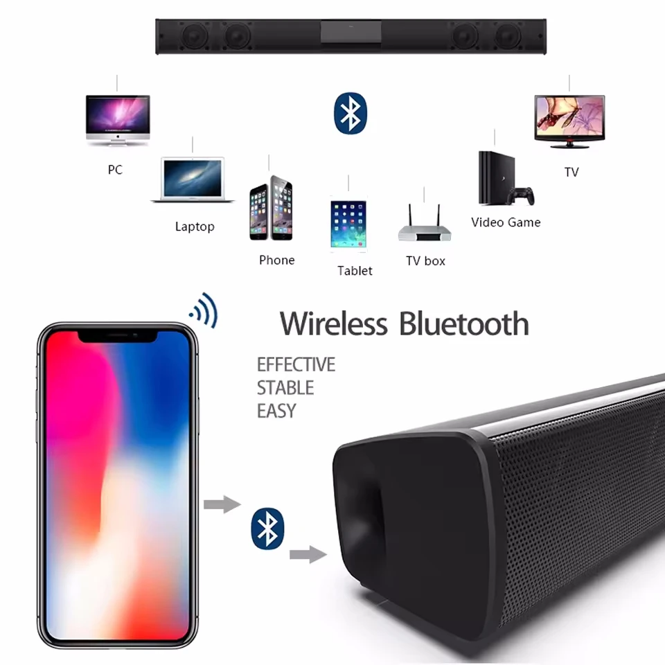 Wireless Subwoofer Soundbar For TV Bluetooth Speaker Sound Bar Box Music Radio FM Big Bocina Bass Blootooth Caixa De Som_voghion.com