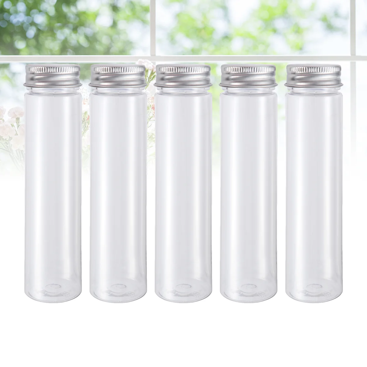 

Flat-Bottomed Plastic Clear Test Tubes With Screw Caps Candy Cosmetic Travel Lotion Containers
