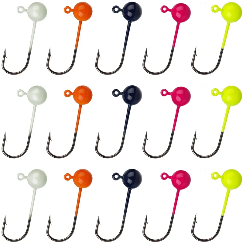 Lot 50 pièces têtes plombées rondes pour pêche au ver souple sans accrocs 0.45g à 2g