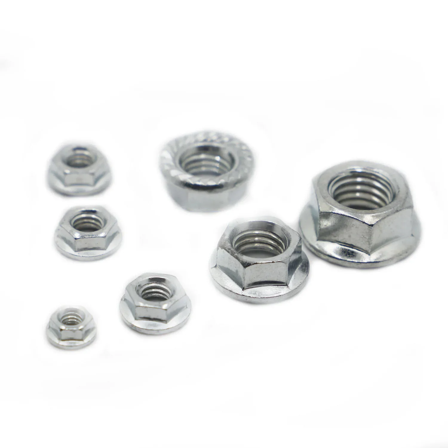 Metric Zinc-plated Carbon Steel Hex Lock Nuts M3 M4 M5 M6 M8 M10 M12 M14 M16 Hexagon Serrated Flange Nut