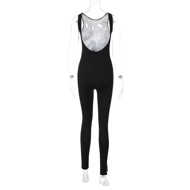 BKLD 2023 Summer New Fashion Printed Slim Round Neck Sleeveless Jumpsuit For Women One Pieces Pants Night Club Outfits