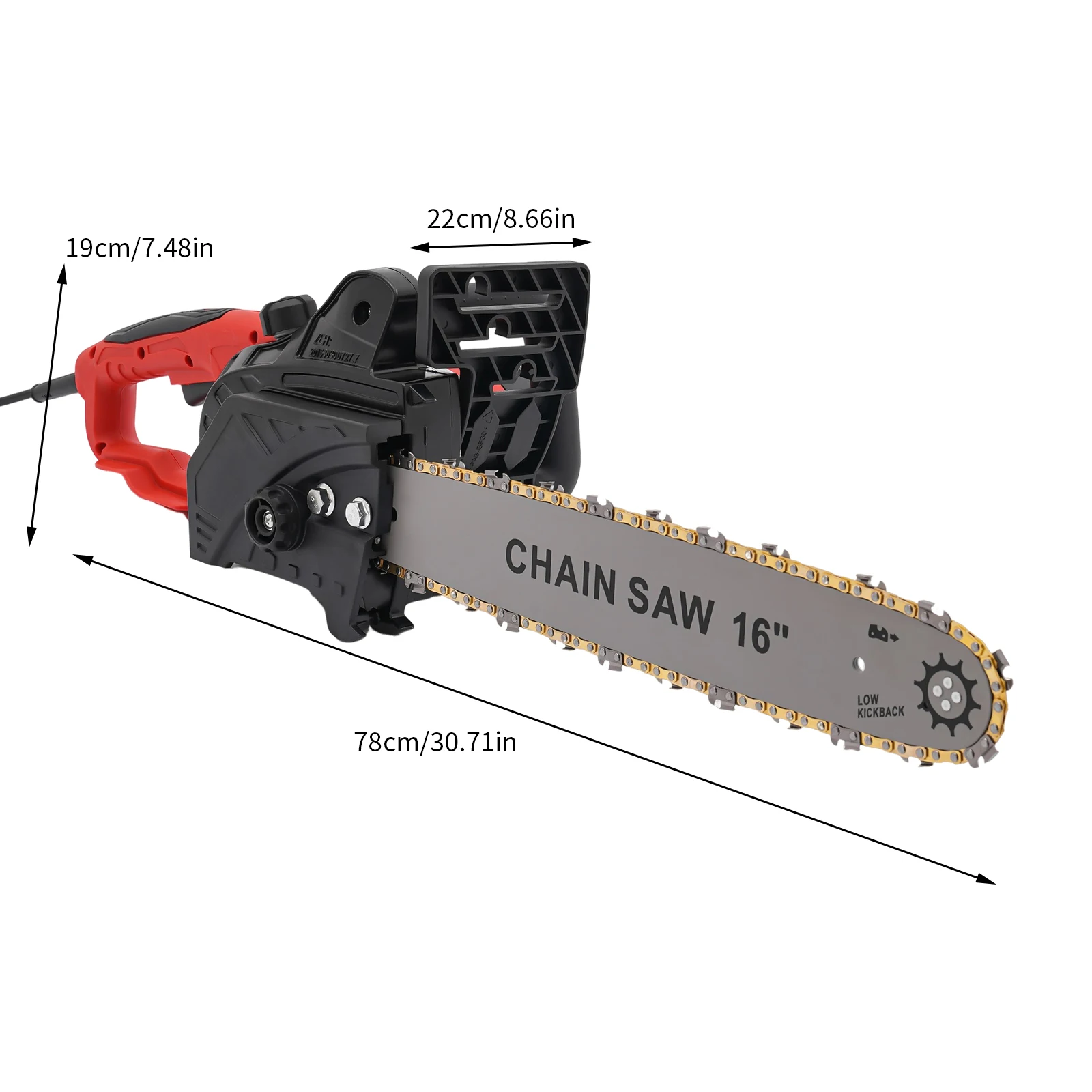 2000 W, 16 Zoll, 800 U/min, elektrische Hochgeschwindigkeits-Kettensäge, Motor mit Kupferdraht, elektrische Kettensäge zum Schneiden aller Arten von Holz, 220 V – Detail 6