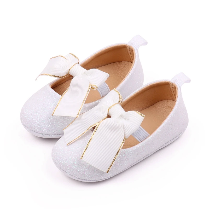 

Listenwind Infant Baby Girls Moccasins Glitter Bowknot Soft Sole Flat Shoes Prewalker Anti-Slip Shoes First Walker Shoes