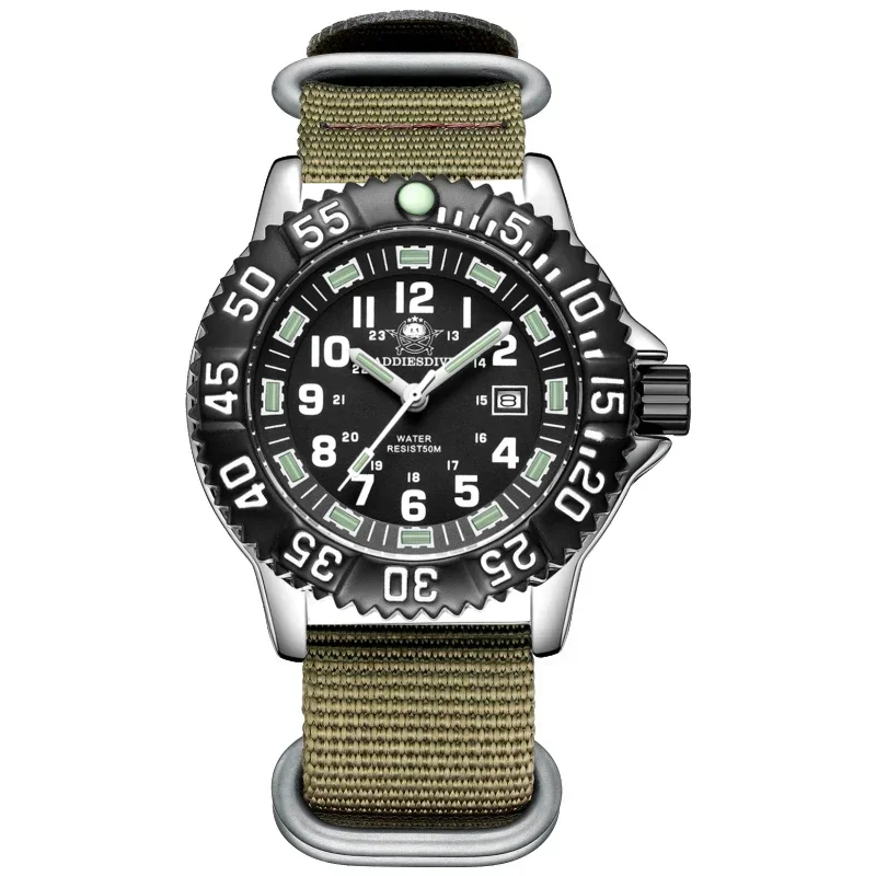 ADDIESDIVE Men's Luminous Waterproof Nylon Strap Watch