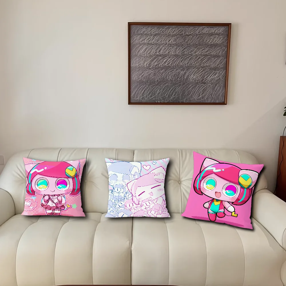 Kawaii Music-Themed Decorative Pillow Case