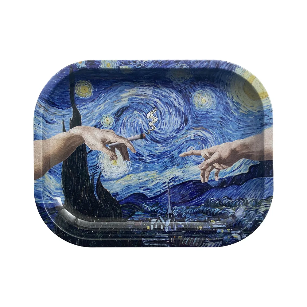18*14cm Tobacco Rolling Tray Tinplate Metal Tray For Cigarette Smoking Accessories Dish Tin Storage Plate Small Roller Container