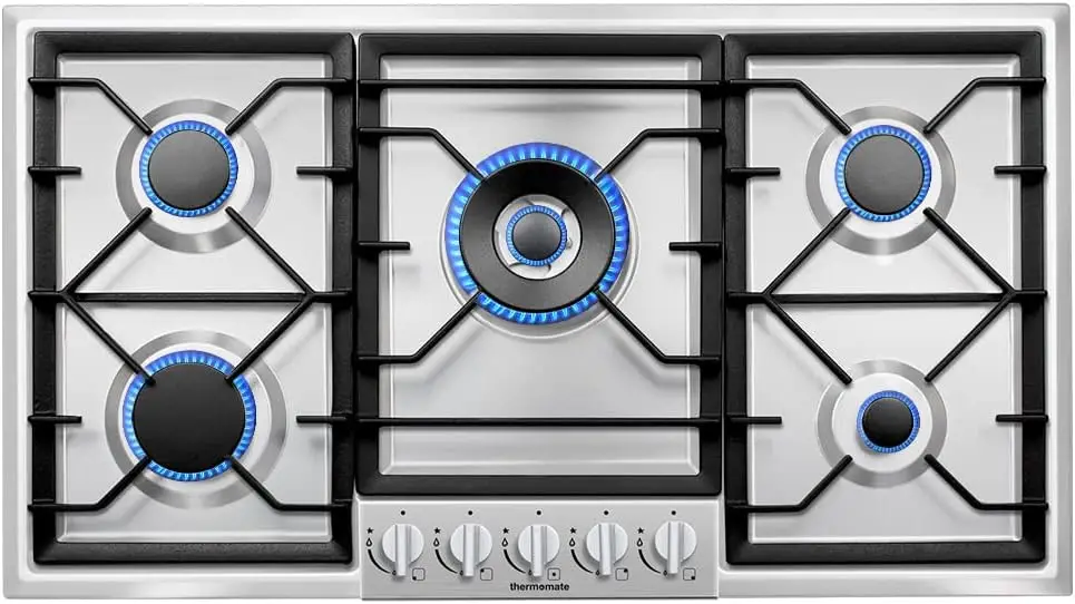 Built In Gas Rangetop High Efficiency Burners, NG/LPG Convertible Stainless Steel Gas Stove