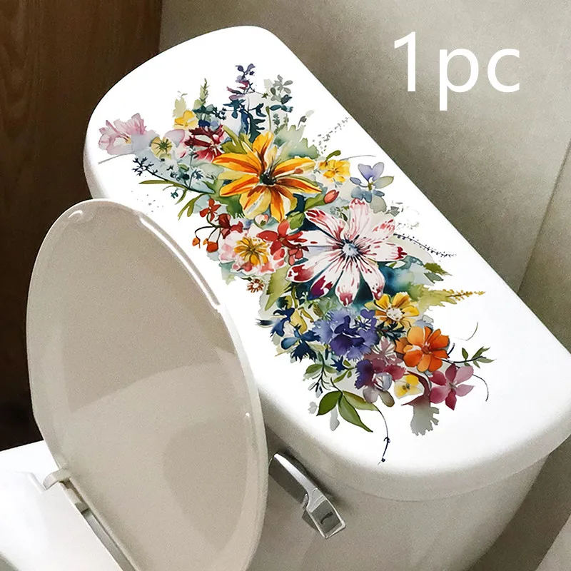 Toilet Stickers Flower Stickers Bathroom Self-adhesive Painting Waterproof Toilet Cover Bathroom Walls Flower PVC toilet stickers toilet wall stickers vinyl stickers