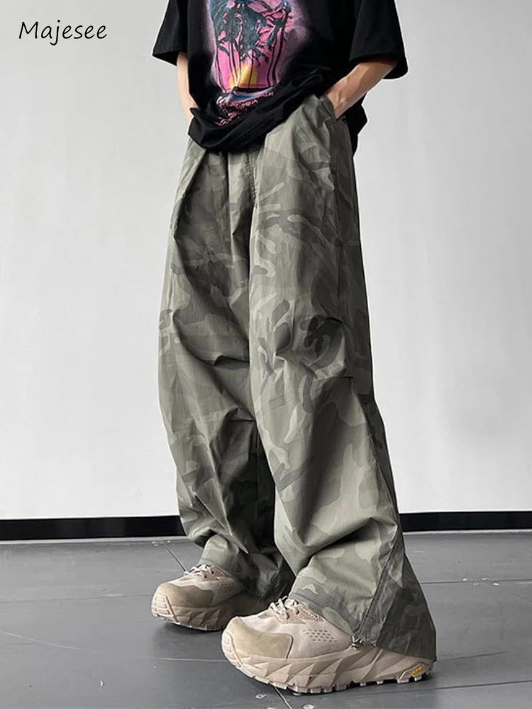 

Camouflage Pants Men Casual Wide Leg Ankle Length Hipster Loose American Style High Street Advanced Aesthetic Prevalent Slouchy