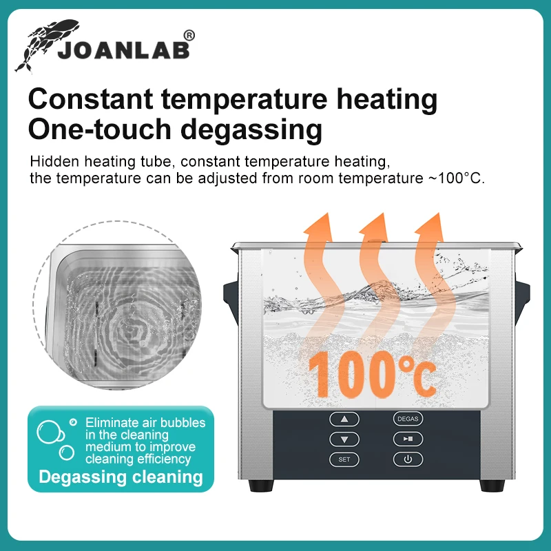JOANLAB 220V Digital Heating Ultrasonic Cleaner Industrial Glasses Jewelry Dental Lab Cleaning Machine 2/3/6/10L