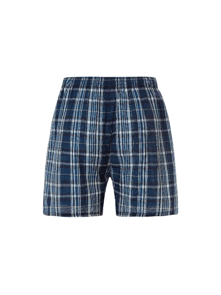6 Pcs Boxer Shorts Casual Plaid Elastic Waistband Button Mens Boxer Underwear Woven Shorts For Home Random Color boxer shorts