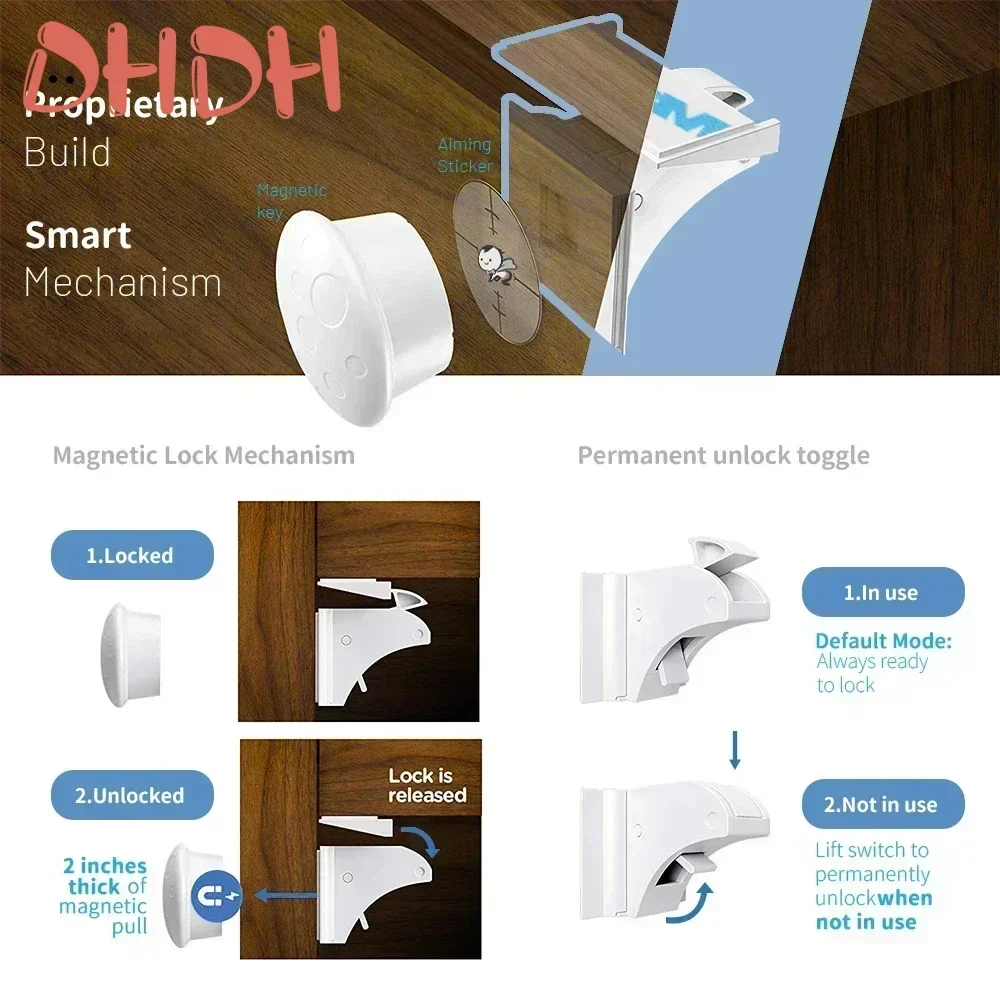 DHDH Magnetic Baby Safety Lock Children Protection Invisible Drawer Latch Cabinet Door Lock Limiter Children Security