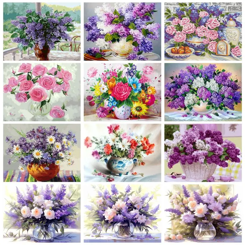 RUOPOTY Flowers Diy Paint By Numbers 40x50cm Kits For Adults Decorative Painting With Numbers Handicrafts For Diy Gift Home Deco