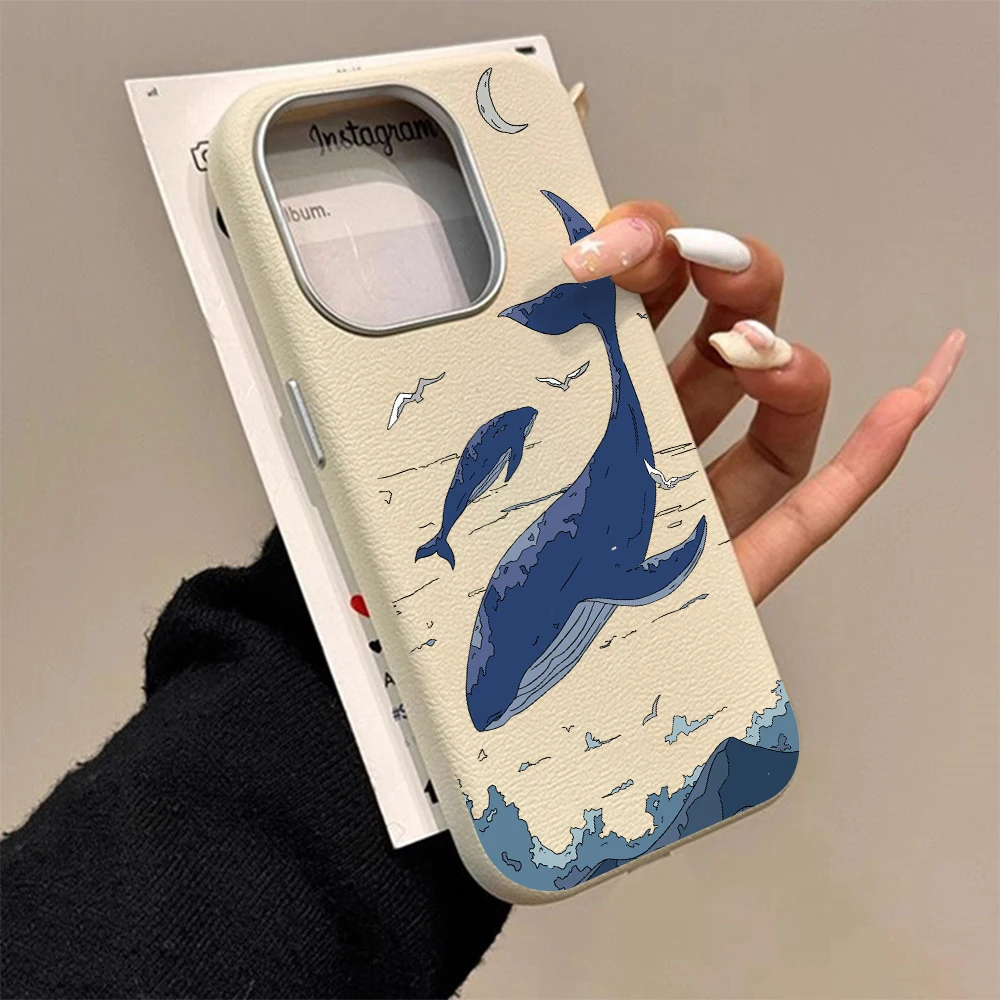 Luxury Cute Whale Leather Texture Retro Phone Case