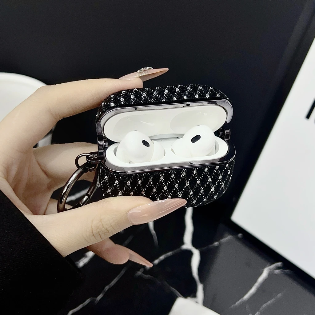 Luxury Electroplated Sparkling Glitter Earphone Cover Case with Hook