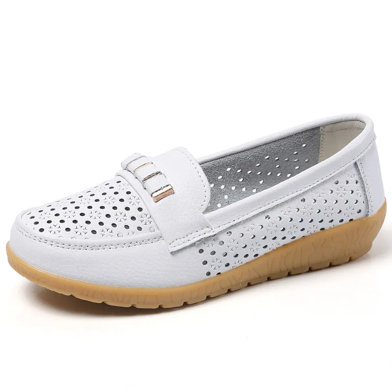 

Women Flats Summer Women Genuine Leather Shoes With Low Heels Slip On Casual Flat Shoes Women Loafers Soft Nurse Ballerina Shoes