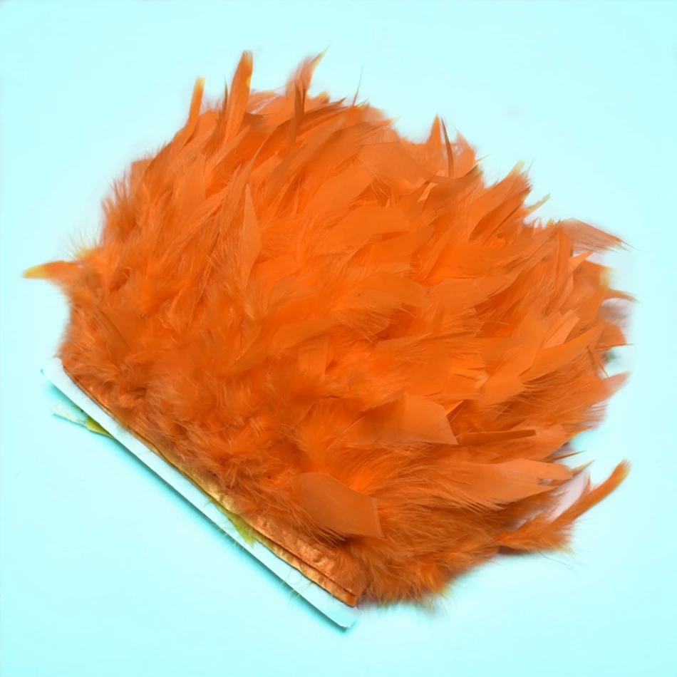 Frangia Di Piume D'Oca 2 Metri | Naturale, Morbida | Per Cucito, Artigianato, Costumi, Decorazioni (Arancione)