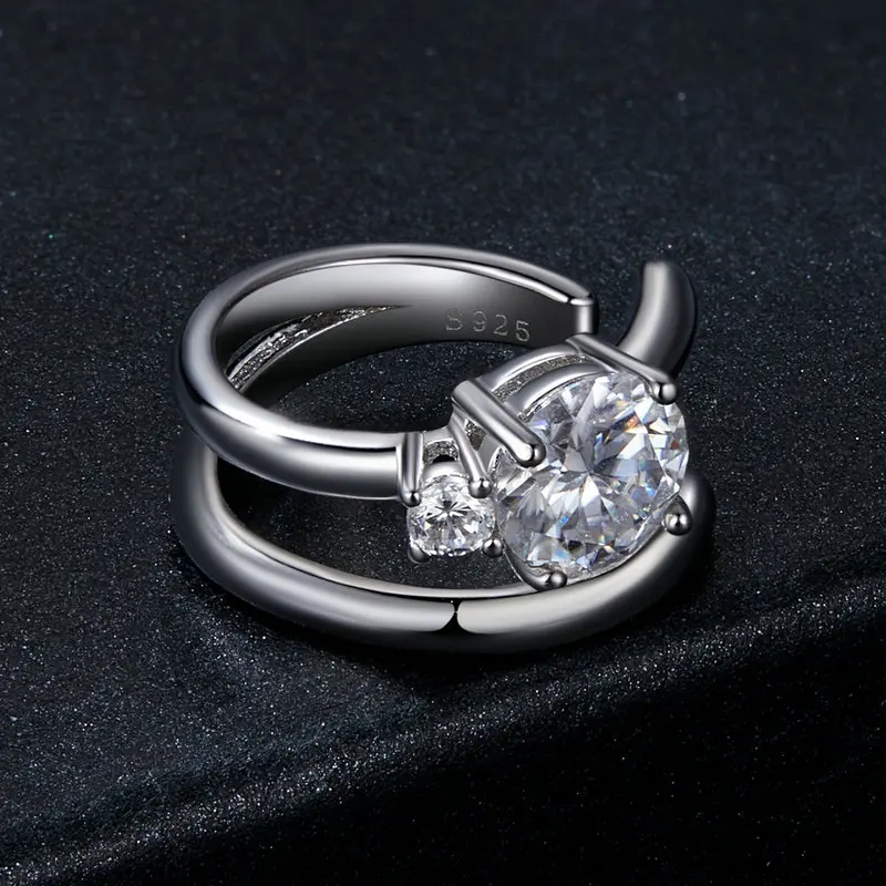 Bamoer U Double-layered Moissanite Ear Clip Mono Earring S925 Sterling Silver Shining Lab Diamond Original for Mother's Day Gift ear clip earrings clip earrings ear clip ear accessories