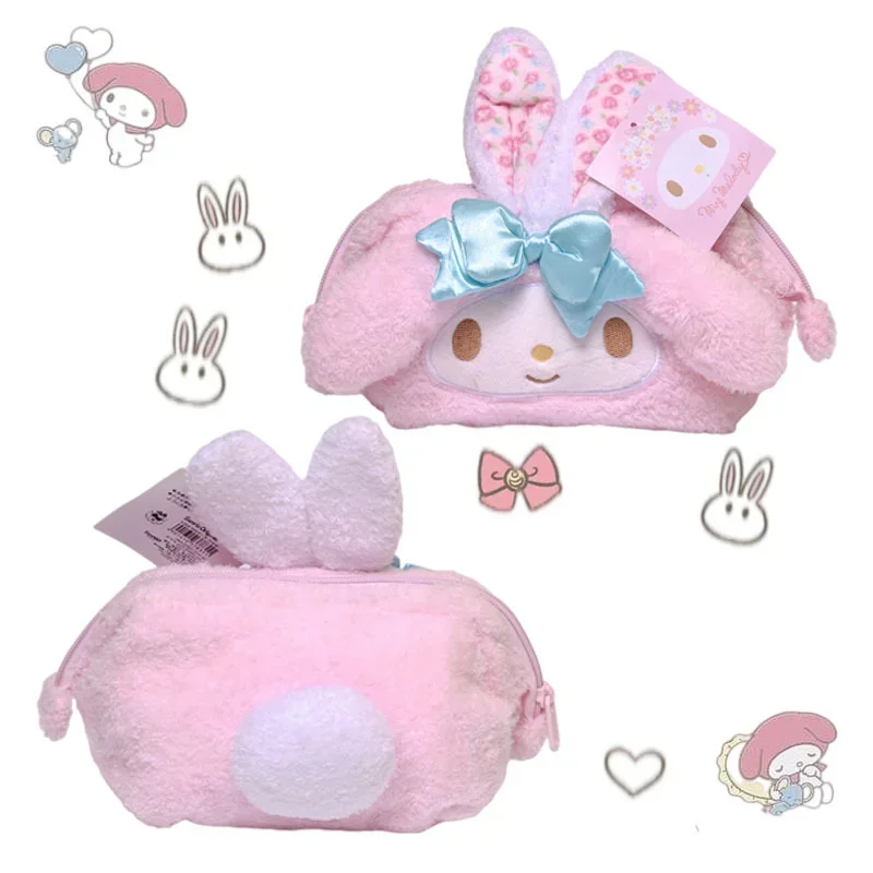 

Anime Cartoon Bow My Melody Kawaii Plush Toys Cosmetic Bag Cute Plushie Soft Doll Sundries Storage Bag Mobile Phone Wallet Gift