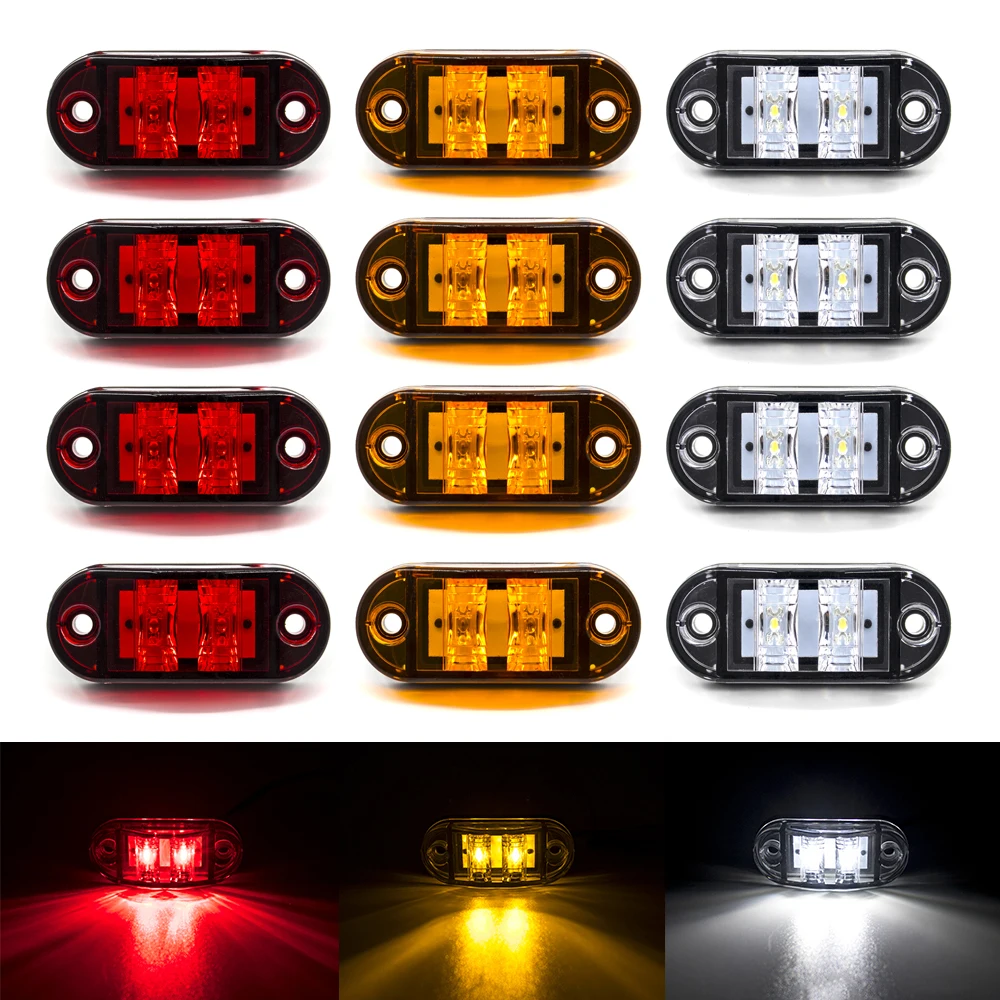 

4PCS 12V 24V LED Side Marker Lights Warning Light Auto Car External Lights Trailer Truck Lorry Yellow White Red Clearance Lights