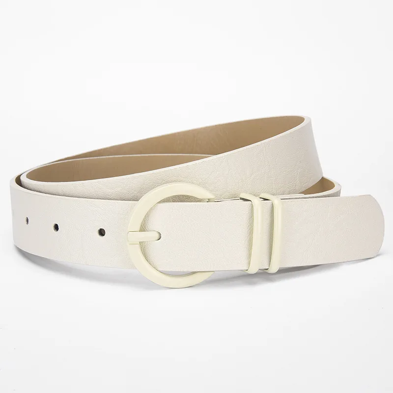 1spc Korean Version Women's Belt PU Spray Paint Needle Buckle Belt Fashionable Personality Versatile Jeans Belt