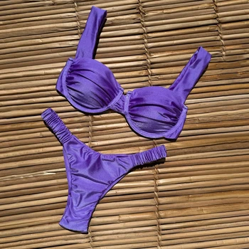 2025 Sexy Brazilian Bikini Set Low Waist Solid Printed Women Swimwear Push Up Bikinis Swimsuit Female Biquini Bathing Suit 1