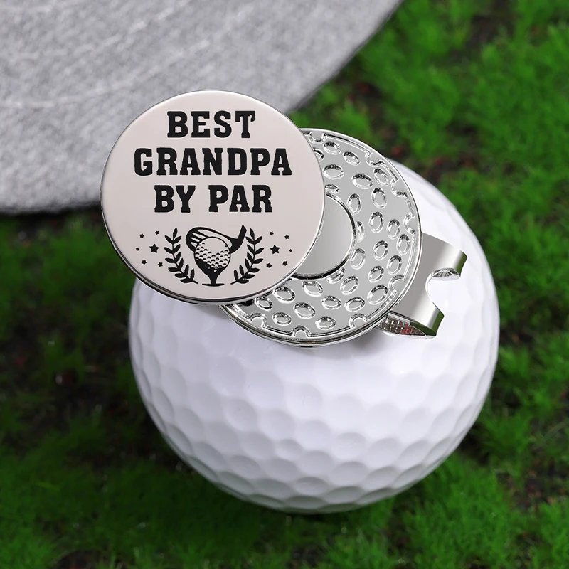 Grandpa By Par Funny Golf Ball Magnetic Hat Clip Golf Accessories Marker with Baseball Cap Clips Jewelry Gift for Friends