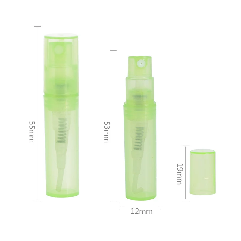 200Pcs 2ml Mini Spray Bottle Plastic Cosmetic Packing Atomizer Liquid Container Portable Travel Perfume Refillable Sample Bottle