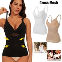 Soutien-gorge intégré pour femmes, débardeur à Compression, maille croisée, Corset, contrôle du ventre, modelant le corps, col en V, Bustier amincissant, sous-vêtements Sexy 1