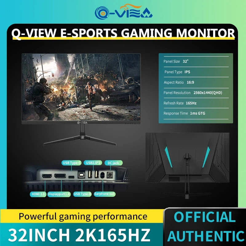 Monitor Da 32 Pollici Gaming 165Hz 1Ms Tempo Di Risposta Qhd 2560*1440 Monitor Per Computer Ips 2K 165Hz Hdmi/Dp Lcd Hdr400 Per Monitor Pc
