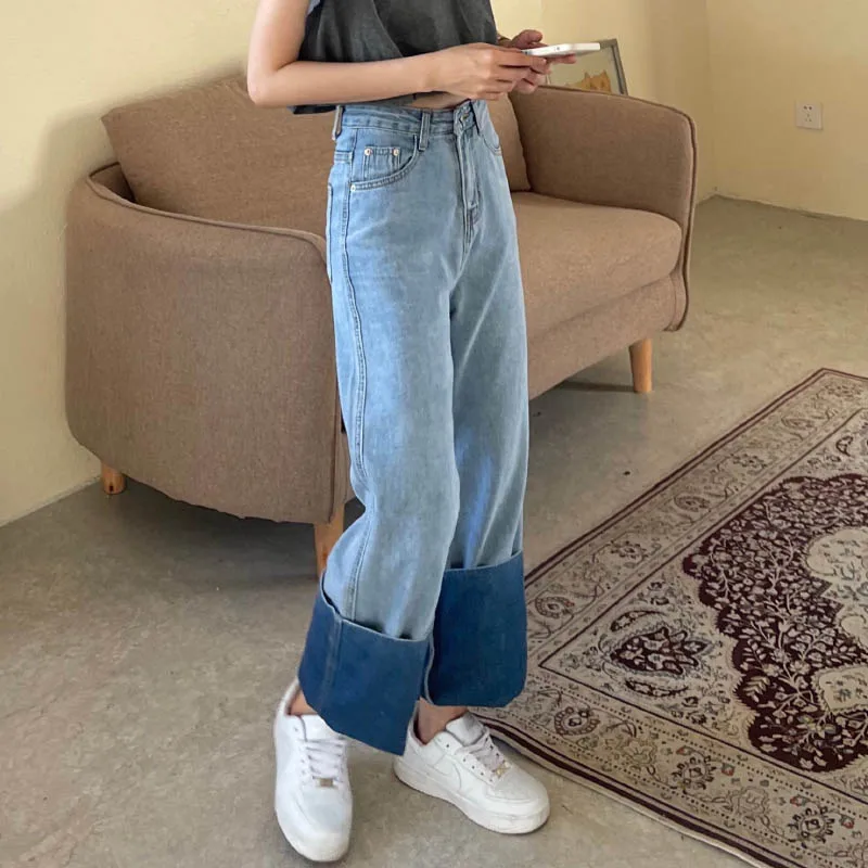 jeans women JMPRS Patchwork Women Streetwear Jeans Fashion Blue Summer Loose High Waist Straight Thin Denim Pants High Street Stacked Jeans cargo pants for women