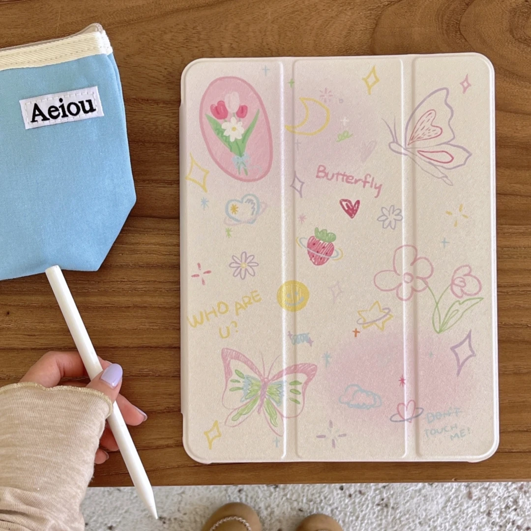 Tulip Butterfly Case With Pencil Holder for iPad